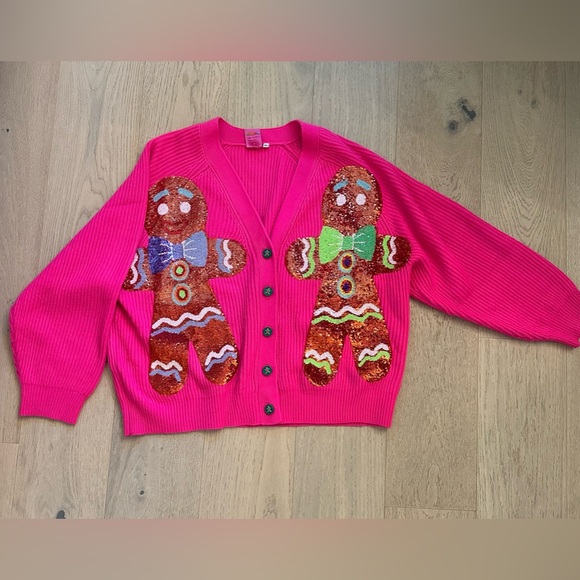 Queen of sparkles gingerbread man cardigan - Picture 1 of 8